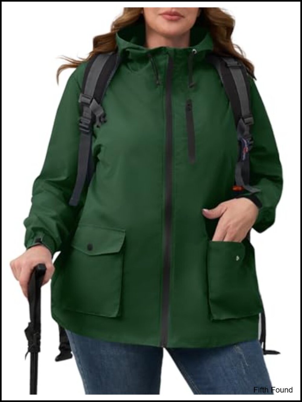 Avoogue Plus Size Packable Rain Jacket with Hood Waterproof Windbreaker
